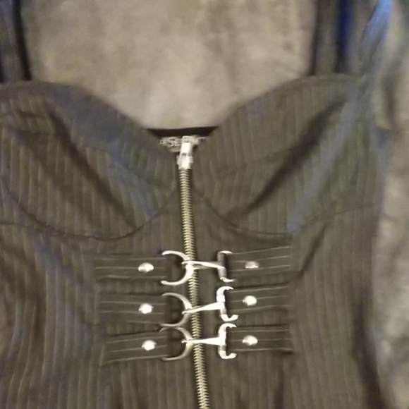 Lip Service Black Pinstripe Buckle-Front Midi Dress - Picture 3 of 5